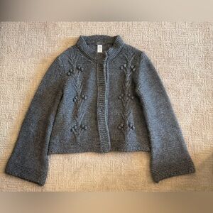 🩶 🇮🇹 Elsamanda Anthropologie Made in Italy Alpaca Wool Blend Cardigan XL Boho